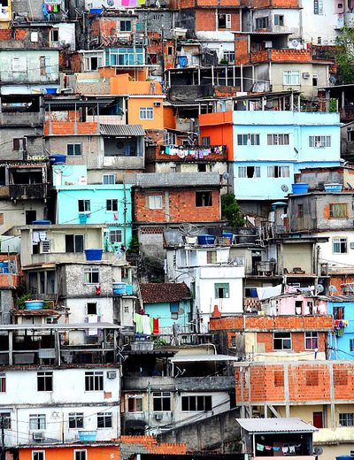 Pavão-Pavãozinho and Cantagalo Favelas close up showing tightly packed housing