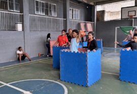 Dodgelball in cubes Kids playing Dodgeball in cubes in Summer Camps in favelas in Rio de Janeiro at EduMais